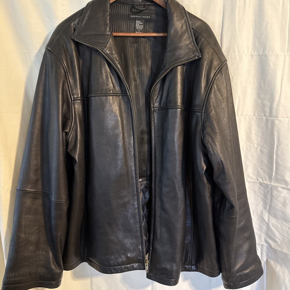 Geoffrey Beene Black Men’s 100% Leather Jacket XL